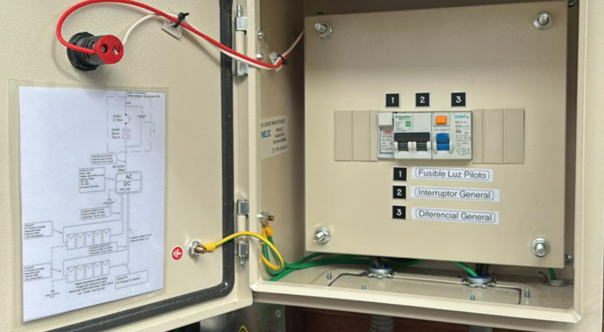 Protecciones eléctricas y esquema de la instalación dentro de un tablero